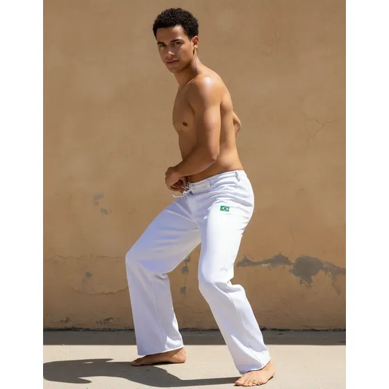 Calça De Capoeira Branca Abada Helanca Poliamida Fabricante