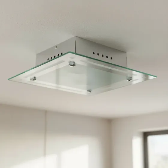 Lustre Plafon Espelhado Decorado Quadrado 37x37