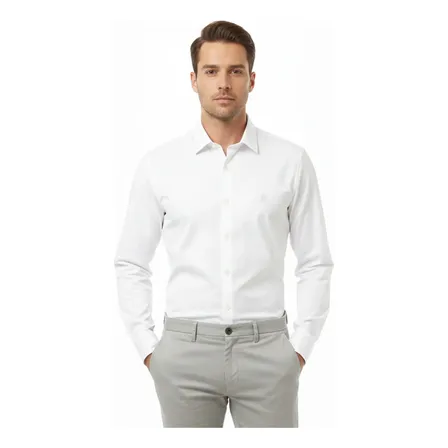 Camisa Masculina Slim Fit Premium Polo Wear Branco