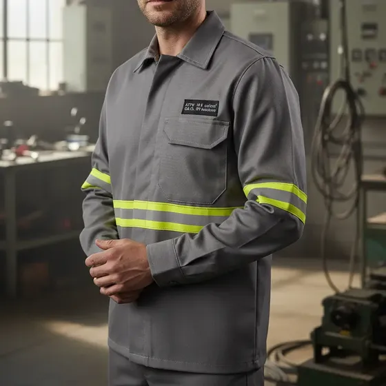 Camisa Eletricista Cinza Retardante Anti Chama Nr10 Refletiv