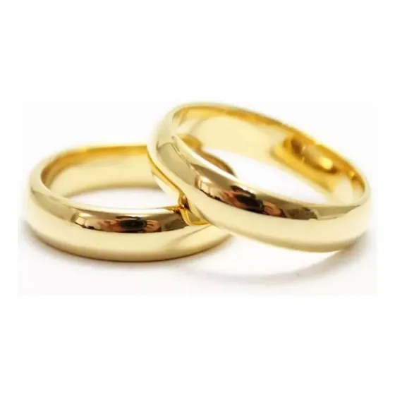 Par Aliança Tungstênio 6mm Banhada Folheada Ouro