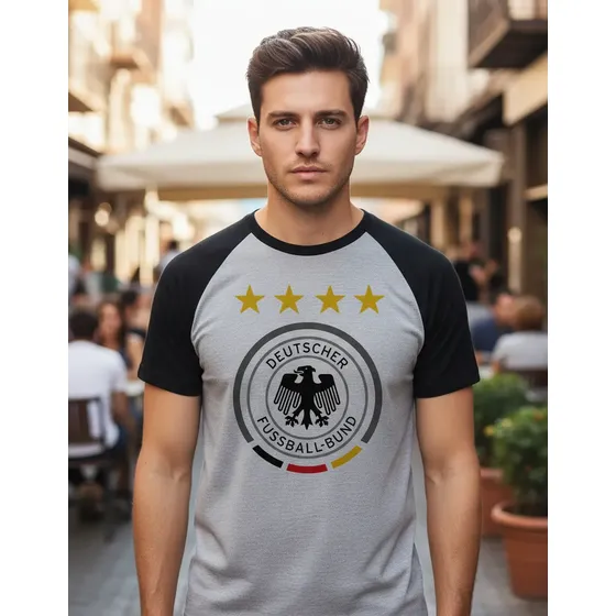 Camiseta Seleção Alemanha Camisa Blusa Raglan Deutscher Bund