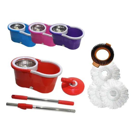 #3 Promoção Mop Spin Cesto Inox Com Refil Micfibra +escova