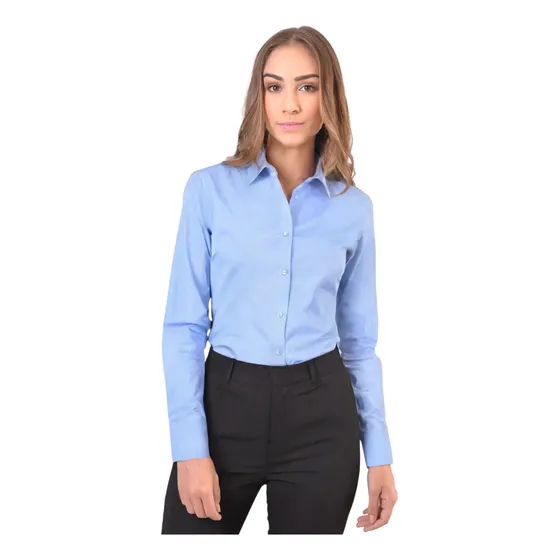 Camisa Feminina Social Gabardine Alfaiataria Manga Longa