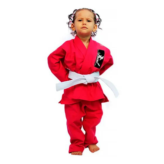 Kimono Infantil Reforçado Jiujitsu, Judo, Rosa+ Faixa Promoc
