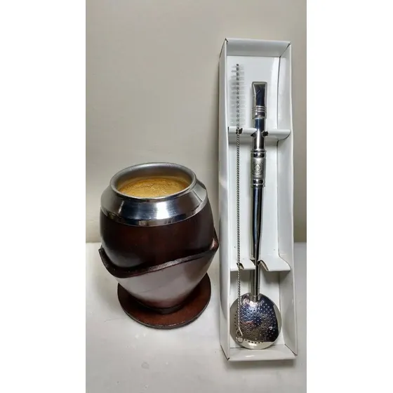 Conjunto Chimarrão Cuia Coquinho Bomba Aço Inox