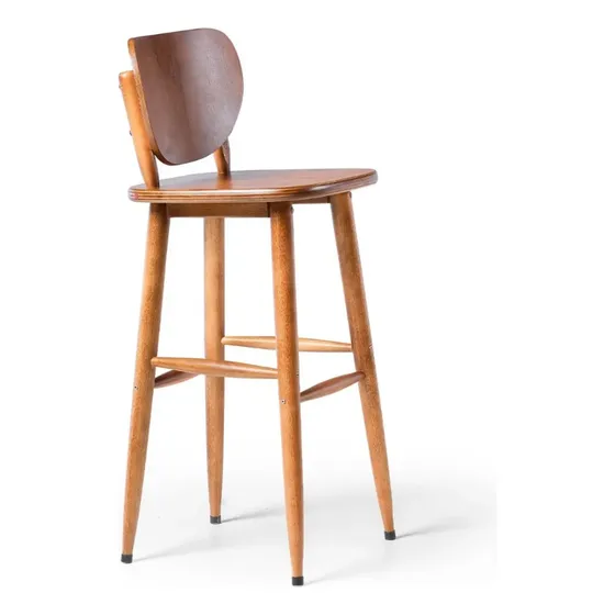 Banqueta Alta Para Cozinha Madeira Maciça Encosto 73cm Tambo