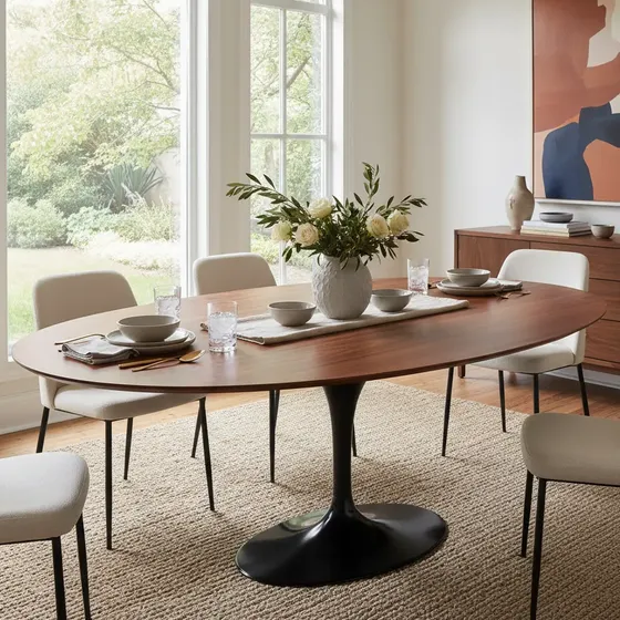 Mesa De Jantar Tulipa Saarinen Oval 137x90cm Em Madeira