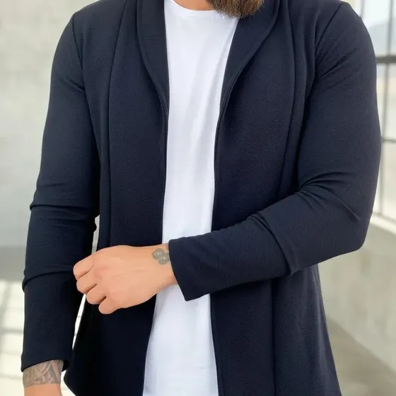 Cardigan Masculino Slim Fit Casual Casaco Sueter Manga Longa