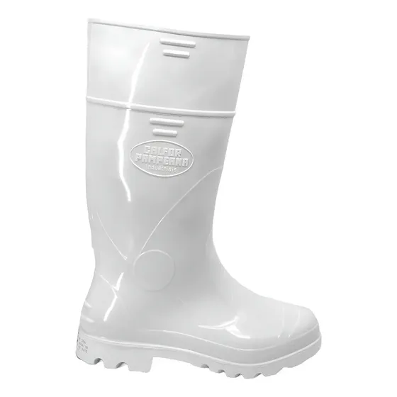 Bota Galocha Industrial Branca Cano Alto Pvc Borracha Pampea