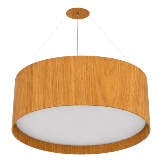 Lustre Pendente Madeira Redondo 50cm Imbuia / Freijó