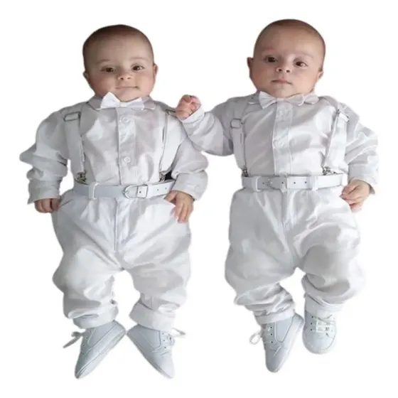 Conjunto Batizado Branco Bebe Masculino Menino Com Calça