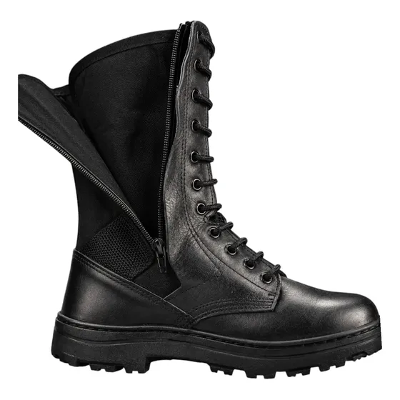 Coturno Bota Militar Tática Com Zíper Couro Extra Leve