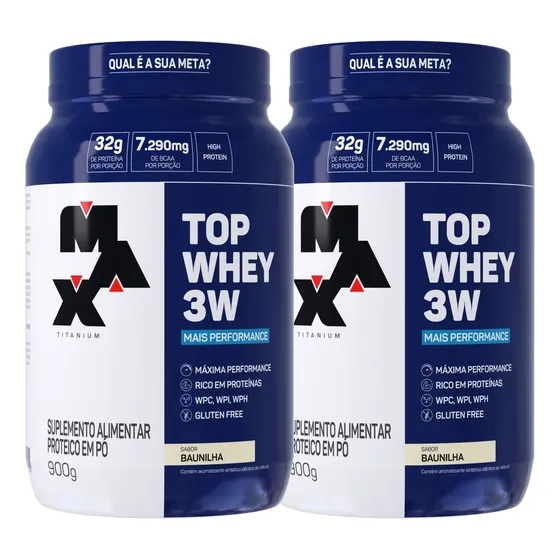 2 Potes Top Whey 900g Max Titanium - Protein 3w Growthisoldi