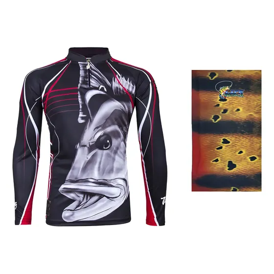 Camiseta De Pesca King Proteção Solar Uv Viking 09 + Bandana