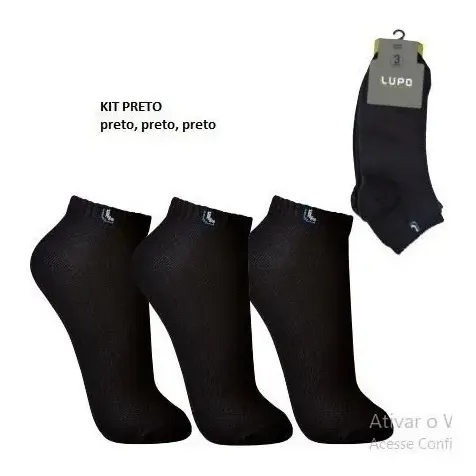 Kit 12 Pares Meias Masculina Lupo Cano Curto Algodão