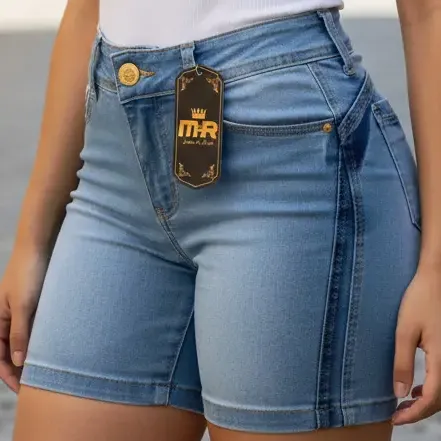 Kit 3 Bermuda Feminina Meia Coxa Cós Alto