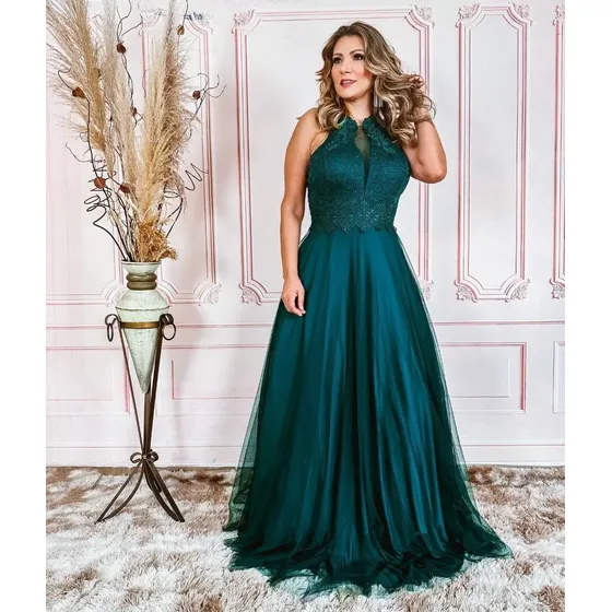 Vestido Festa Madrinha Casamento Longo Rodado Tule Feminino