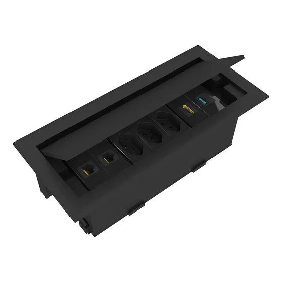 Caixa De Tomada Mesa Com 3 Tomadas, 1 Hdmi, 2 Rj45 - Cx07f