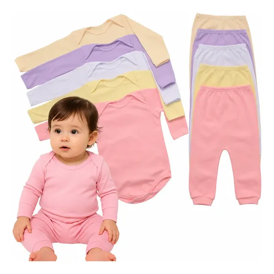 Body + Mijão Kit C/3 Conjuntos Menino E Menina Manga Longa