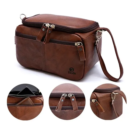 Necessaire Masculina Couro Legitimo Original Porta Objetos