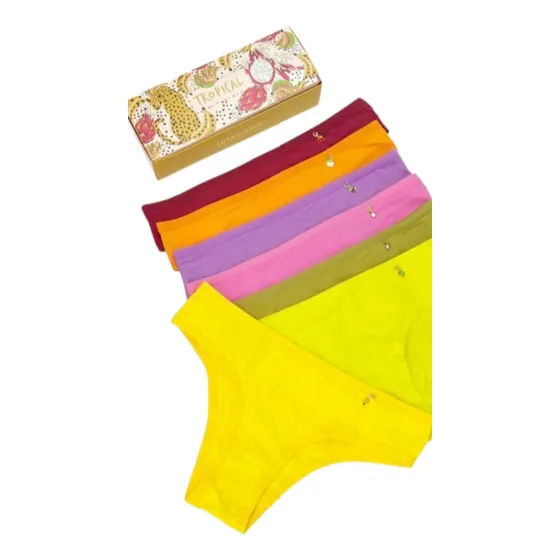 Kit 7 Calcinhas Básicas Femininas Diamantes Lingerie