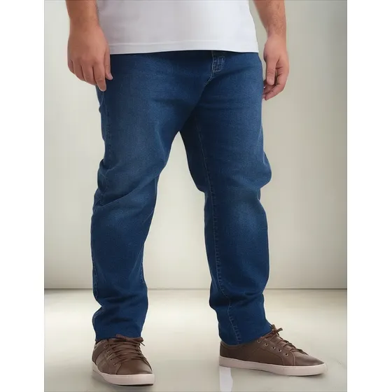 Calça Jeans Masculina Lycra Tamanho Grande Plus Size