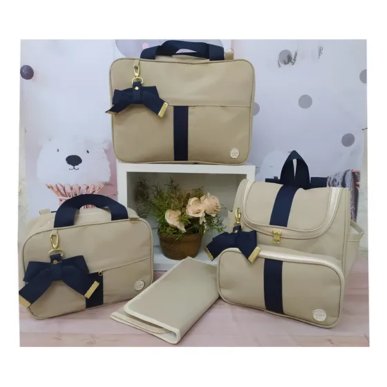 Kit Bolsa Mala De Bebe Maternidade Azul 4pçs