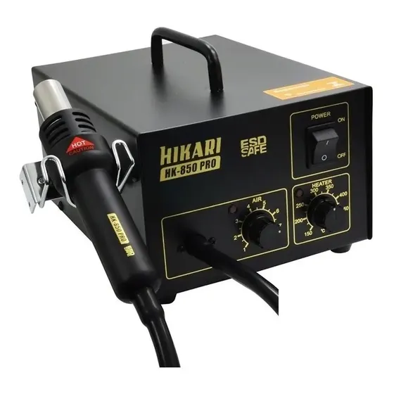 Estacao Retrabalho Smd Bga 280w Hikari Hk-850 Pro Antiestática Vazão De Ar Máxima: 24l/min Silencioso Garantia 1 Ano