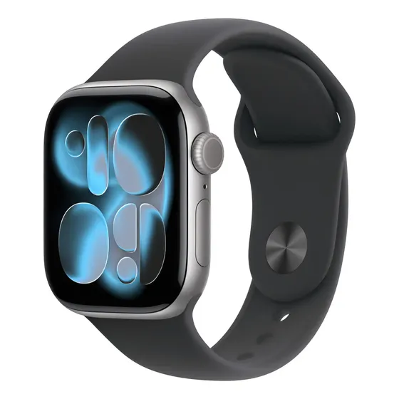 Apple Watch Series 11 GPS - Caixa cinza-espacial de alumínio – 42 mm - Pulseira esportiva preta – M/G - Distribuidor Autorizado