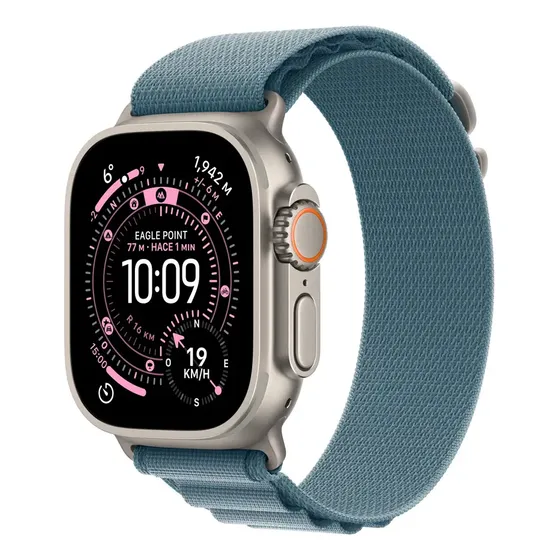 Apple Watch Ultra 3 GPS + Cellular • Caixa natural de titânio – 49 mm • Pulseira loop Alpina azul-clara – P - Distribuidor Autorizado