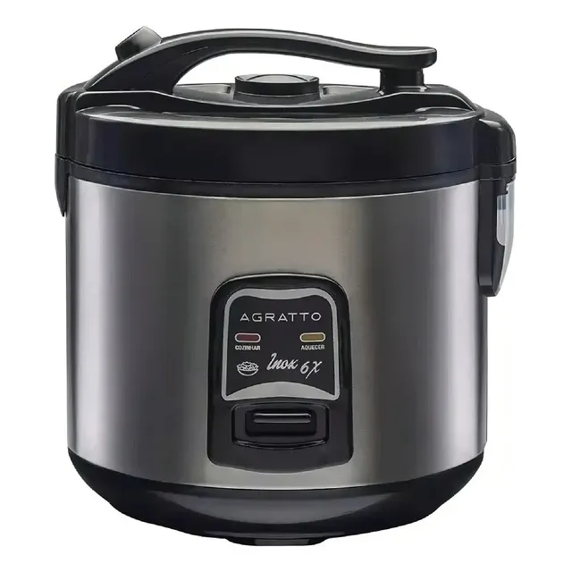 Panela Elétrica de Arroz e Legumes 6 Xícaras Antiaderente 400W Arrozeira Inox Agratto