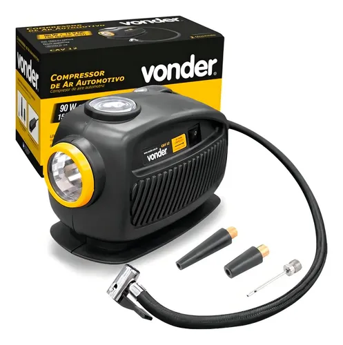 Compressor De Ar Automotivo 90w Cav 12 Vonder Cor Preto