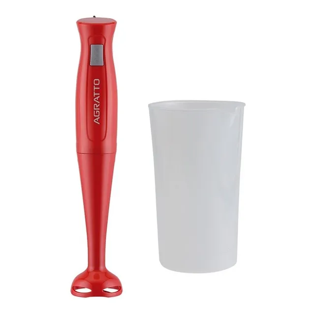 Mixer De Mão Agratto Mxv-01 Com Copo 700ml Lâminas Em Aço Inoxidável Design Compacto Para Misturar Triturar E Preparar Receitas Rapidamente Vermelho 127v