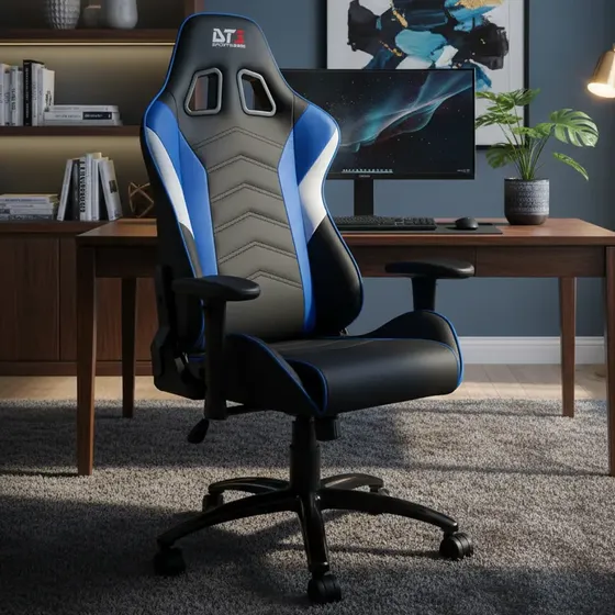 Cadeira Gamer DT3 Elise Preto/Azul Reclinável 130kg Racing Series