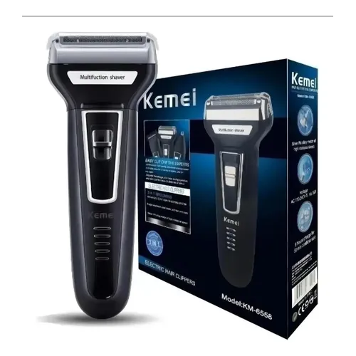 Aparador de Pelos Kemei KM-6776 Preto 3 em 1 Nariz e Barba Sem Fio