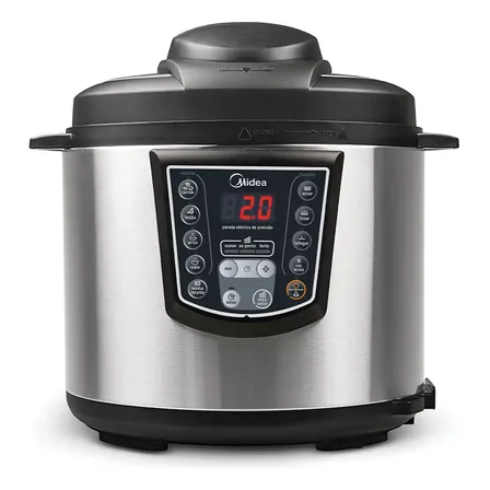 Panela De Pressão Elétrica 6 L Digital Inox Midea Inox/preto 127v 60 Hz