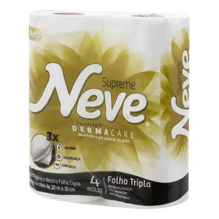 Papel Higiênico Folha Tripla 20 Metros Neve Com 4 Unidades
