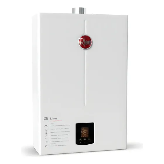 Aquecedor Á Gás 26 Litros Rheem Digital Gás De Botijão Glp Cor Branco