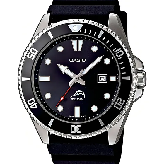 Relógio de pulso Casio MDV-106 com corria de resina cor preto - bisel preto/branco