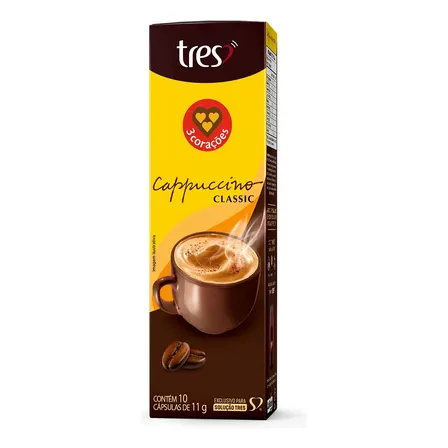 Cápsulas de Cappuccino Classic TRES Corações 10 unid