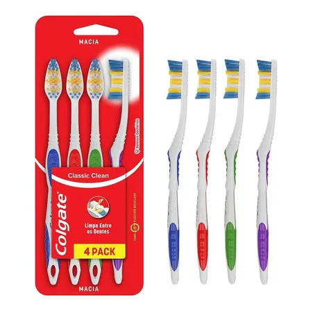 Escova Dental Colgate Classic Clean Com 4 Unidades Multicores