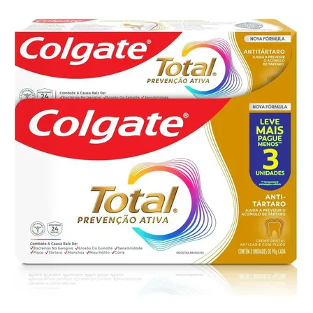 Creme Dental Total Anti-tártaro 3 Unidades De 90g Cada Colgate