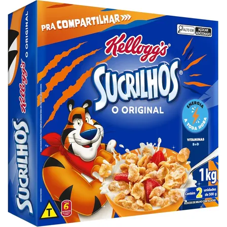 Pack Cereais Kellogg's Sucrilhos Original Em Caixa 1 Kg Contem 2 Pacotes De 500g Cada