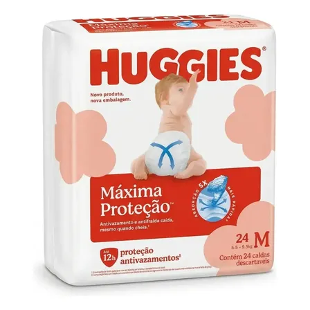 Huggies Fraldas Descartáveis Máxima Proteção 24 Unidades (m) Sem Gênero