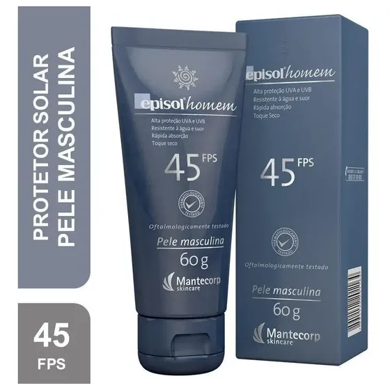 Protetor Solar FPS 45 Mantecorp Skincare Episol Homem Caixa 60g