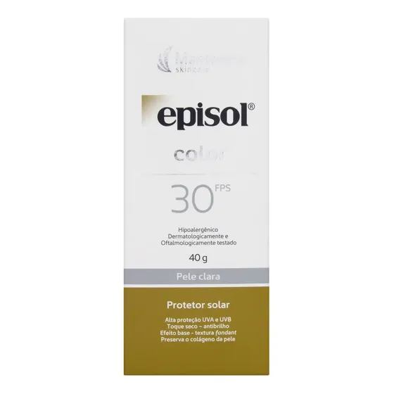 Protetor Solar FPS 30 Pele Clara Mantecorp Skincare Episol Color Caixa 40g