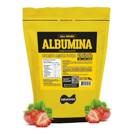 Albumina Naturovos Morango 1kg Refil Proteína