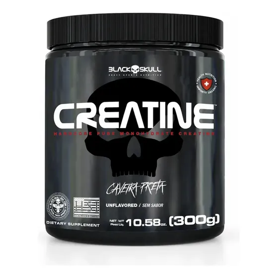 Creatina Monohidratada Black Skull 300g Sem Sabor