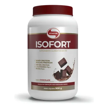 Whey Protein Isolado Isofort Chocolate Pote 900g Vitafor